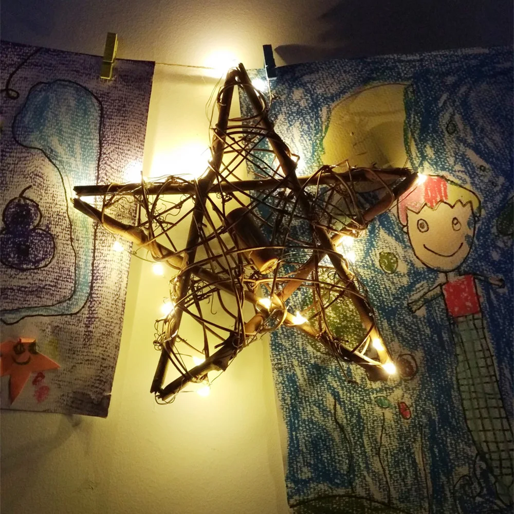 Новинка гирлянда из ротанга в форме звезды и сердца медная Серебряная Свадебный