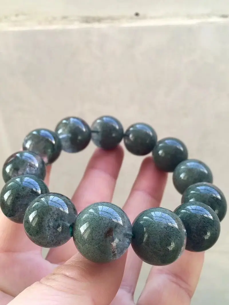 Натуральные зеленые зеркальные бусины для сада 17 мм сферический браслет |