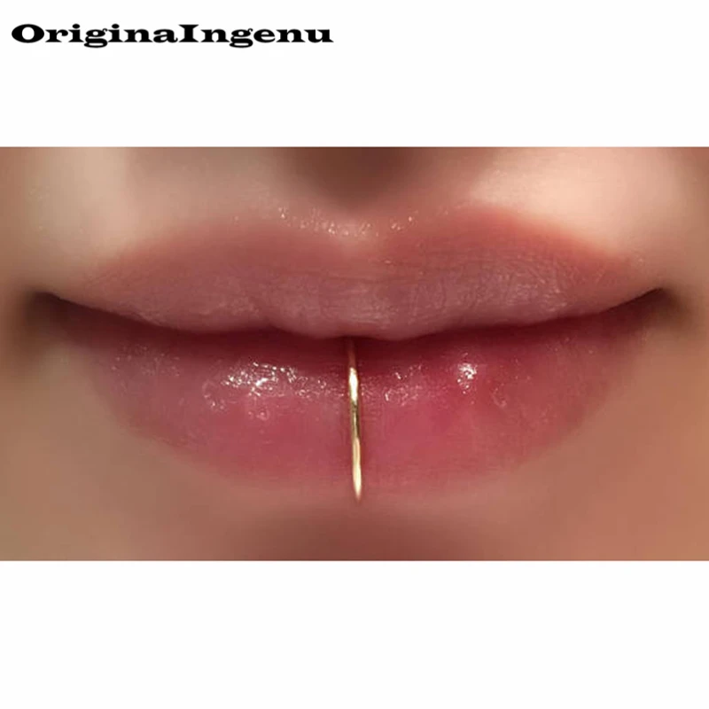 Grillz Ювелирное кольцо для пирсинга губ Золотое изысканное кольцо ручной работы с-образной формой в стиле панк модное простое унисекс ювелирное изделие для тела поддельный пирсинг