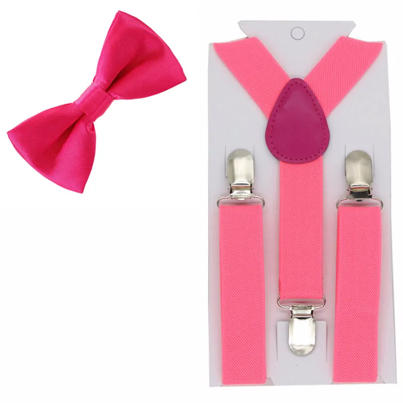36 fluo pink 40 цветов, Детские подтяжки, эластичные регулируемые Y-Back подтяжки, детские галстуки-бабочки для свадебной вечеринки - Цвет: 36 fluo pink