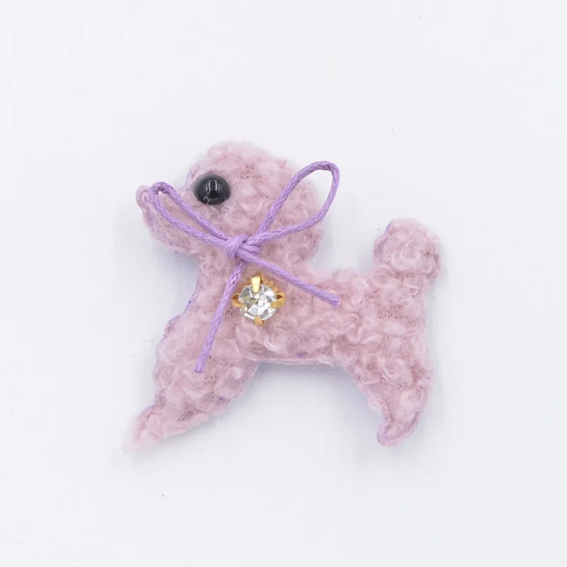 Purple 6 шт. плюшевый патчи Стразы Лук-палка-на симпатичная собака аппликации для одежды шляпа леггинсы швейные принадлежности орнамент G09 - Цвет: Purple