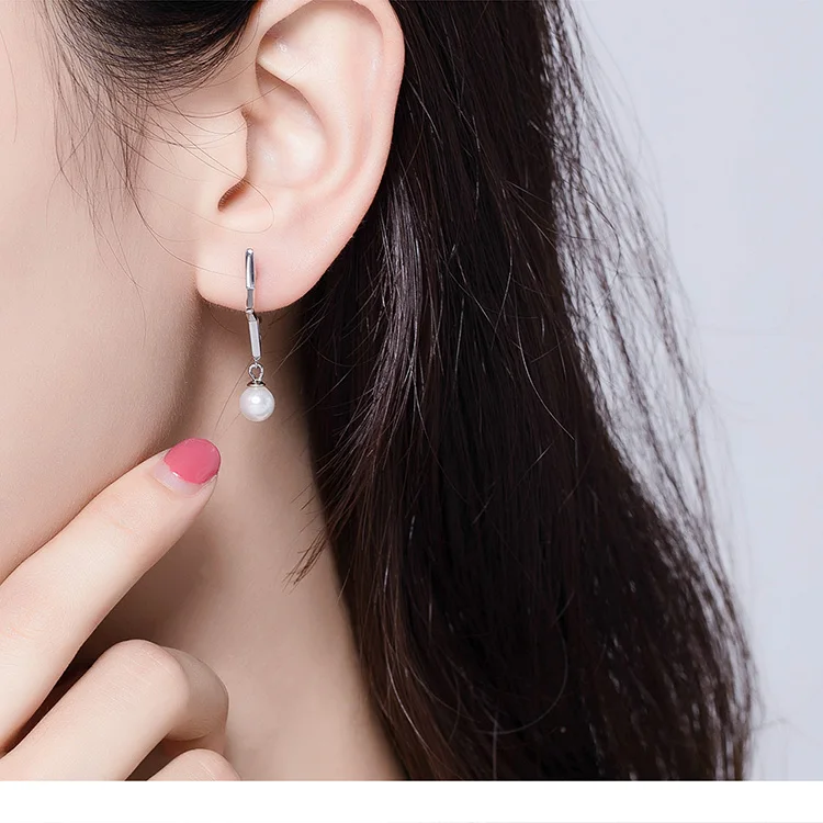 WOSTU звездная звезда с белым жемчугом висячие серьги 925 Висячие серьги из серебра 925 пробы для женщин Свадебные модные ювелирные изделия CTE105