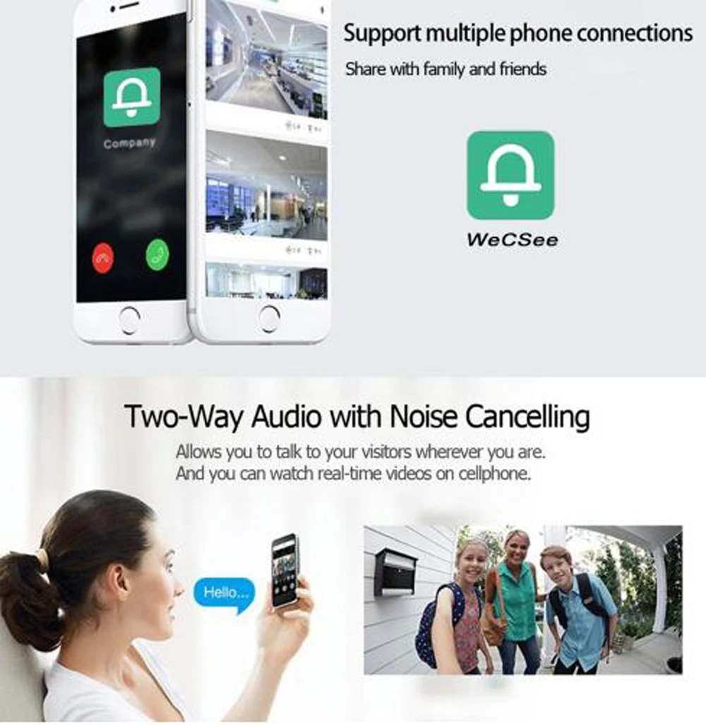 Doorbell Video Eyes Wireless Call Smart Camera Peephole APP Control For IOS Andriod Monitor Delection Alarm Wifi Door Bell Ring |