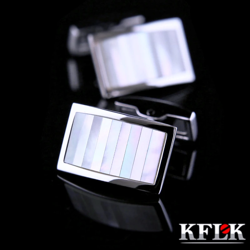 

KFLK Jewelry shirt cufflink for mens Brand Fashion Shell Cuff links Buttons High Quality Luxury Wedding Groom Male guests