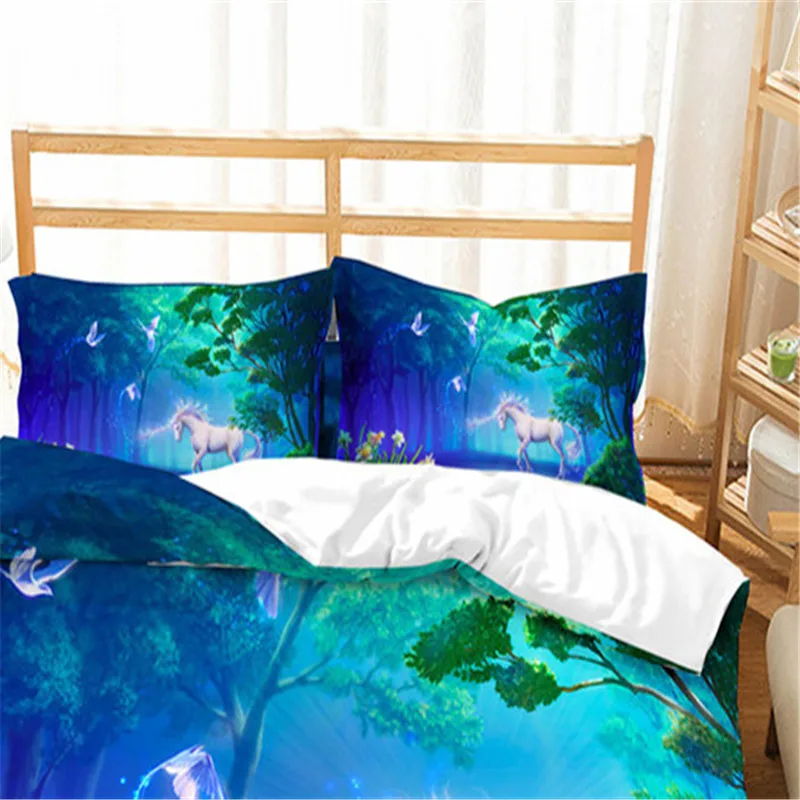Новый 3d Детский набор постельного белья с цифровым принтом единорога полный