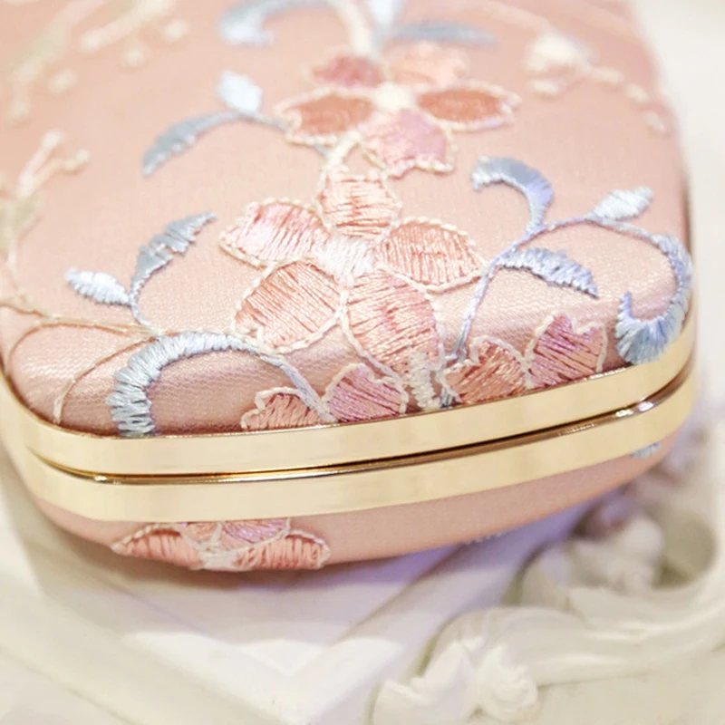 Новый модный вышитый клатч ручной работы с цветами кошелек металлической