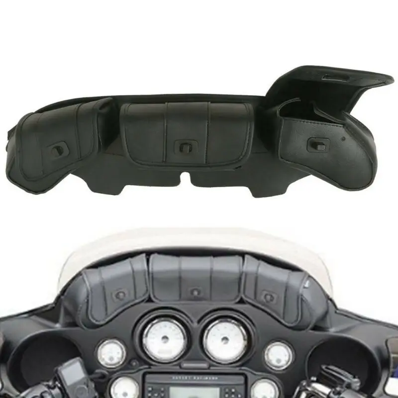 Motorcycle Windshield Bag Tri Pouch 3 Pocket For Harley Touring Electra Street Glide FLHX FLHTCU Trike Models 96-13 | Автомобили и