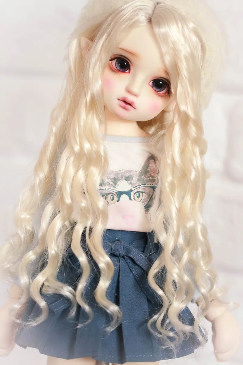 BJD кукла парики для волос молочный Золотой Имитация мохера длинные волнистые 1/3 1/4