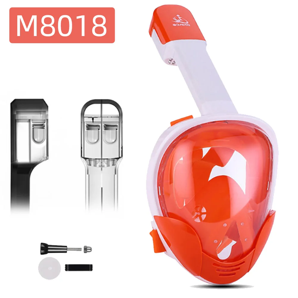 M8018 Orange Новая Smaco маска для подводного плавания с полным лицом, набор для подводного плавания, тренировочная маска для подводного плавания Mergulho, маска для подводного плавания для камеры Gopro - Цвет: M8018 Orange