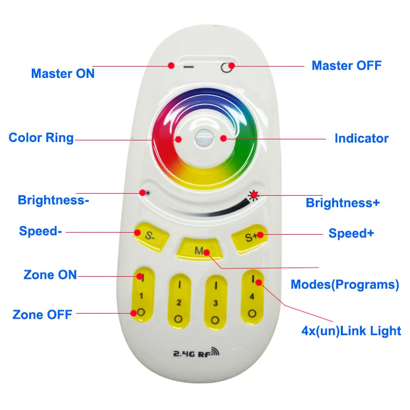 10 м 15 20 Светодиодные полосы света RGB 5050 DC 12 В гибкие Клейкие ленты + 4-зоны