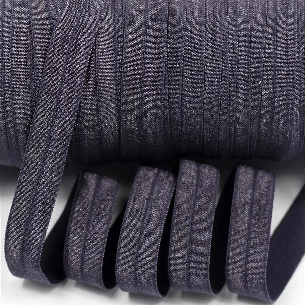 

5/8"16mm solid color fold over elastic ribbon matt foe DIY handmade hair bows gift wrap wedding decorations 50 yards # Charcoal