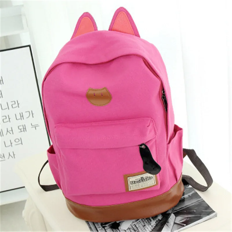 Женский рюкзак с кошачьими ушками из парусины школьный для девушек 2019|cat ear