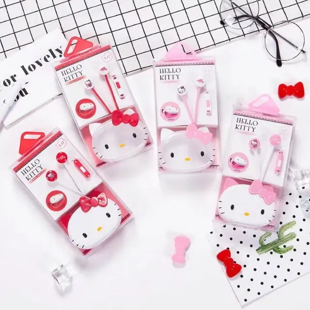 Милые розовые 3,5 мм стерео наушники-вкладыши hello kitty с микрофоном для телефонов с коробкой для хранения