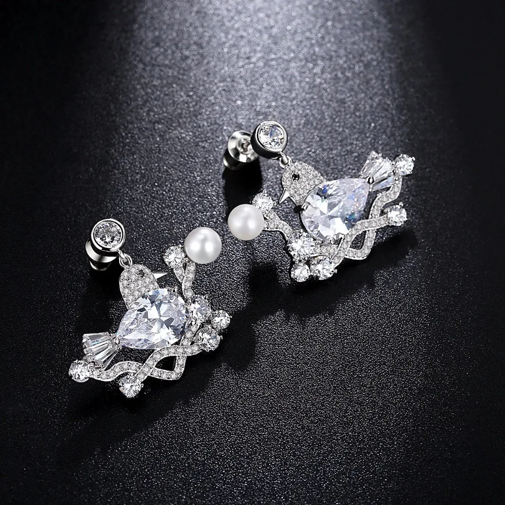 New Unique Design Bird Stud Earrings With Pearl Cute Fashion For Girl Woman | Украшения и аксессуары