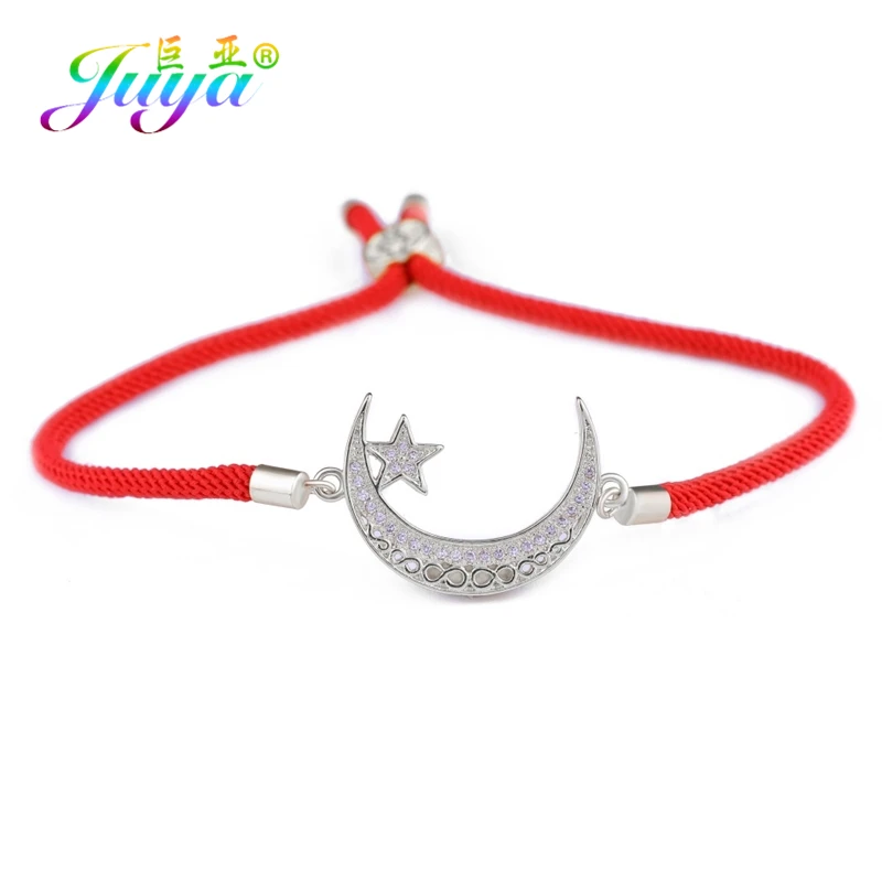 White Gold Red Juya ручной работы мусульманский для молитв Бог браслеты для женщин и мужчин ручной работы религиозный исламский полумесяц Шарм с Луной и звездой браслеты поставки - Окраска металла: White Gold Red