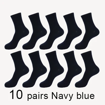 10 pairs Navy blue MWZHH/10 пар мужских Хлопковых Носков, мужские брендовые новые деловые носки для отдыха, мужские носки из 100 хлопка, Длинные Теплые черные носки на подарок - Цвет: 10 pairs Navy blue
