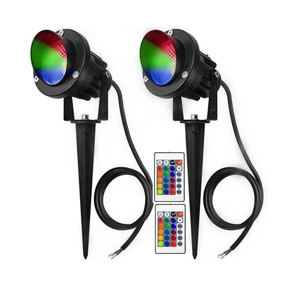 Ландшафтный свет 10 Вт Водонепроницаемый Светодиодный прожектор для сада RGB COB чип открытый газон патио путь прожектор AC85-265V/AC/DC12V
