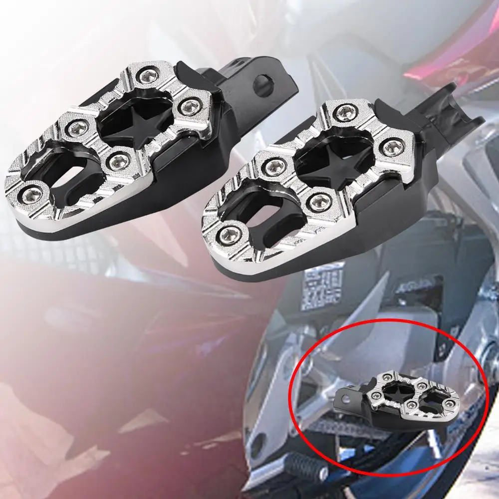

1 Pair of Aluminum Alloy Motorcycle Foot Rest Peg Pedals 8mm Mounting Holes Universal Silver prevent oxidizing rusting corrosion