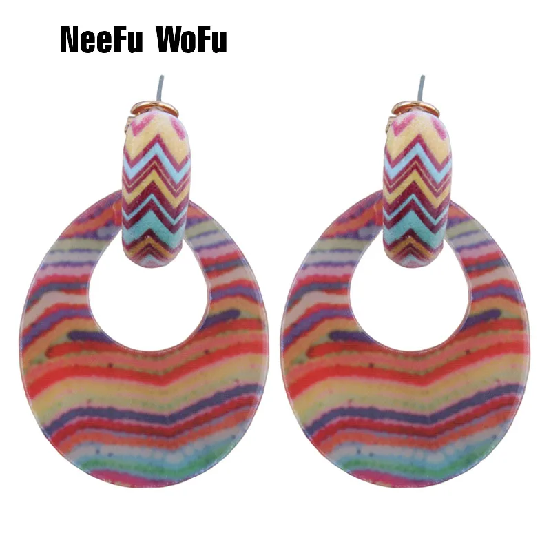 NeeFu WoFu каплевидные полимерные серьги брендовые металлические большие с принтом