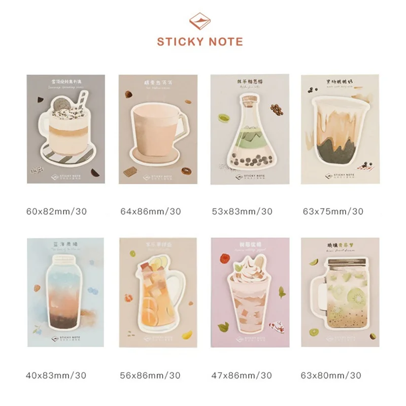 8 pcs beverage sticky notes afternoon tea yummy cheers post memo pad Marker it stickers Stationery Office School supplies EM134 |