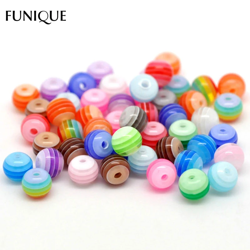 FUNIQUE DIY бусы ювелирные изделия 500 шт Смешанная полоса Смола бусины Круглые для