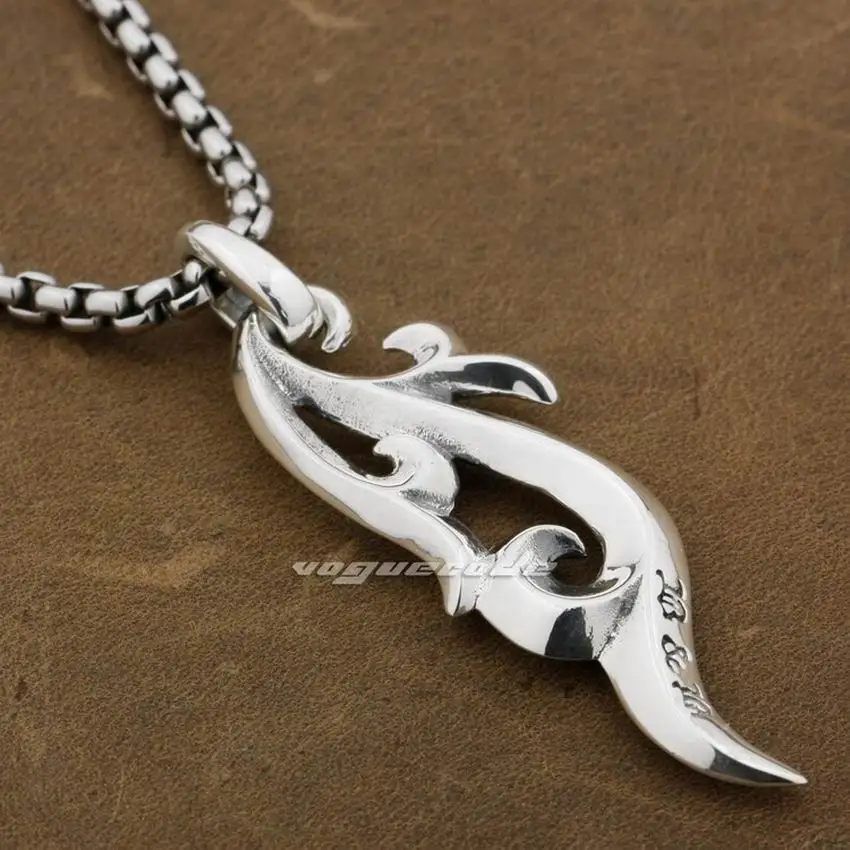 LINSION Tribal Curl лезвие для татуажа Surf 925 пробы Серебряная Мужская Байкерская подвеска