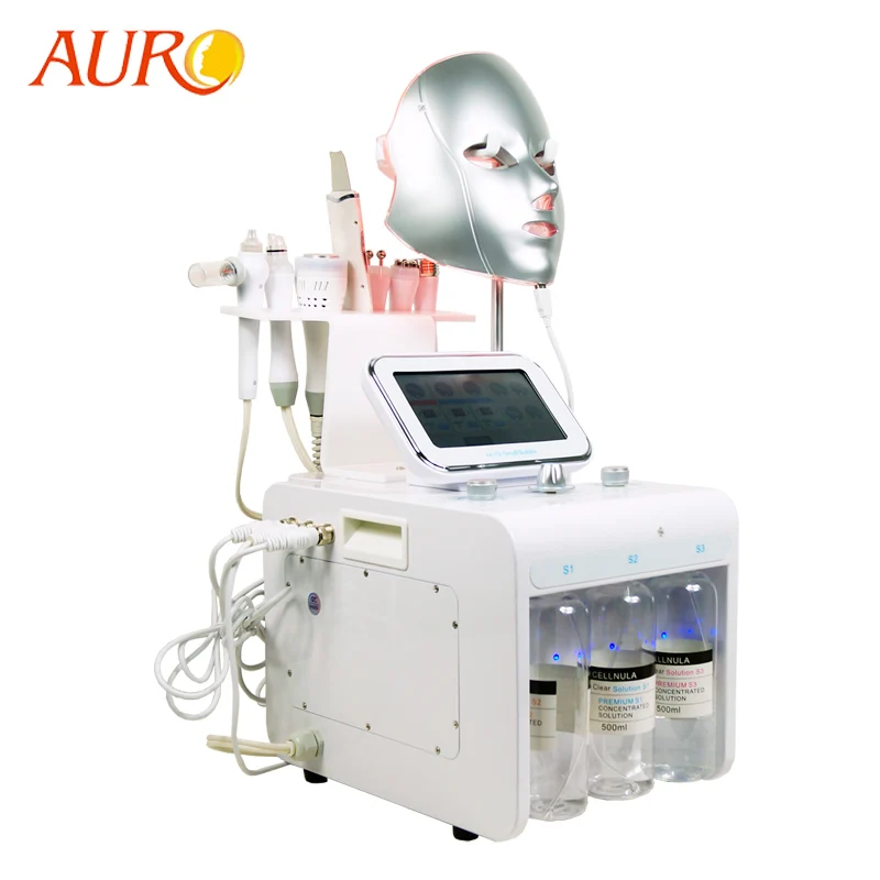 Новый продукт AURO 8 в 1 Скруббер кожи RF оборудование с кислородной струей пилинг