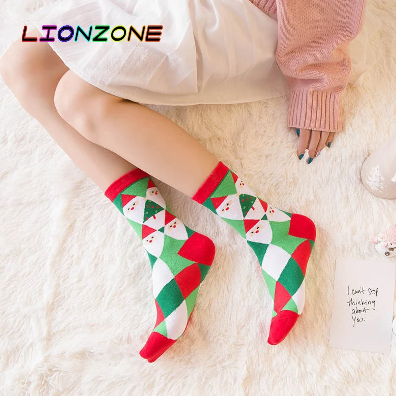 Рождественские носки LIONZONE подарки для женщин зимние теплые хлопковые