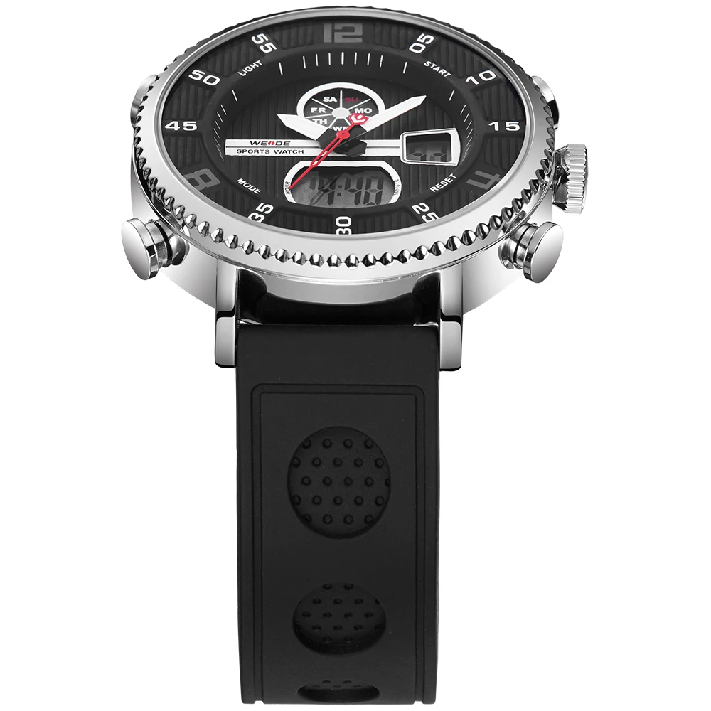 WEIDE Модные Часы кварцевые светодиодный мужские водонепроницаемые спортивные