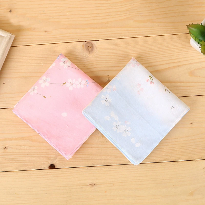 12pcs 45*45cm new Cotton Handkerchiefs Business Women Gradient cherry blossom Handkerchief