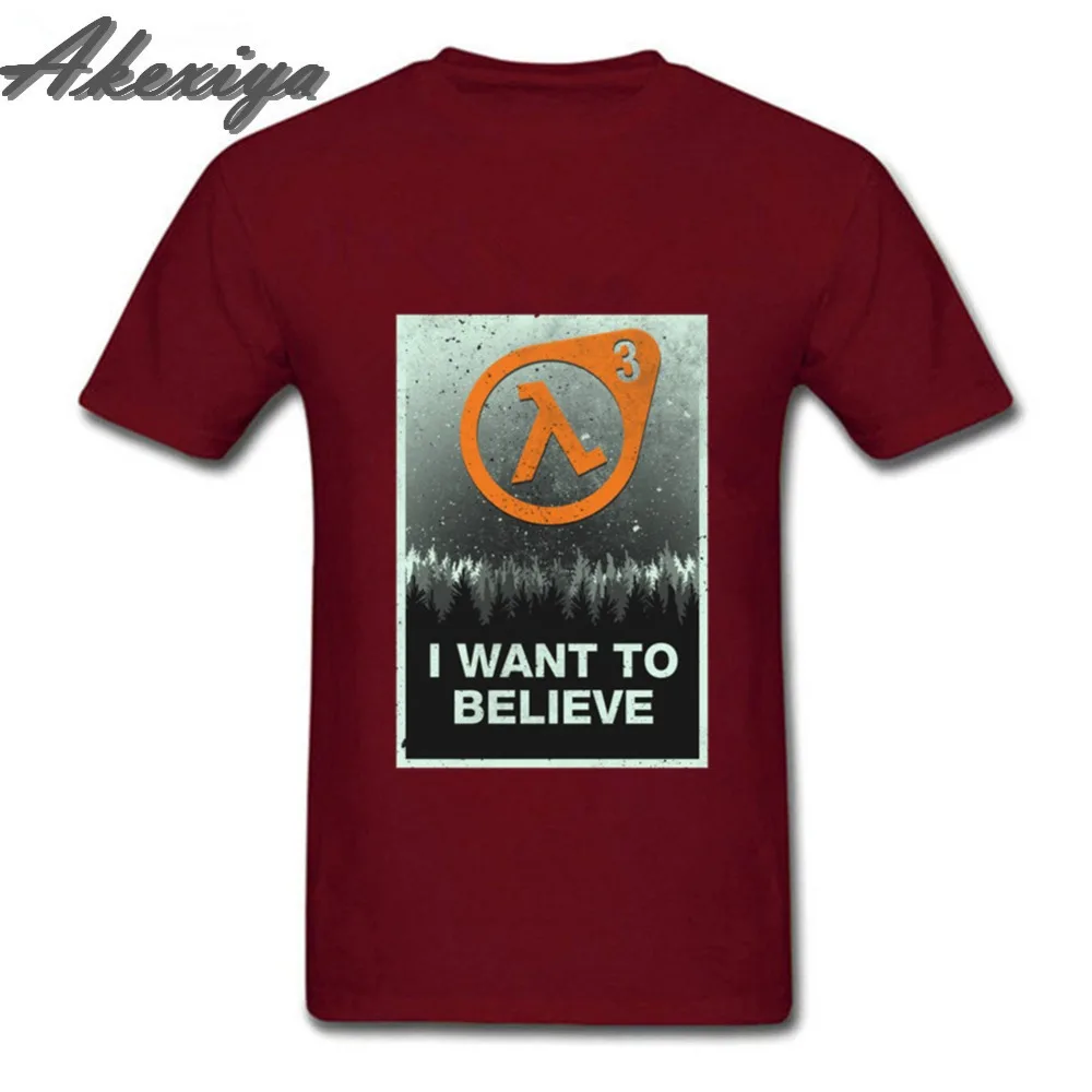 Мужская футболка с надписью I want to Believe Half Life 3 100% хлопок Милая Homme Basic XXX коротким