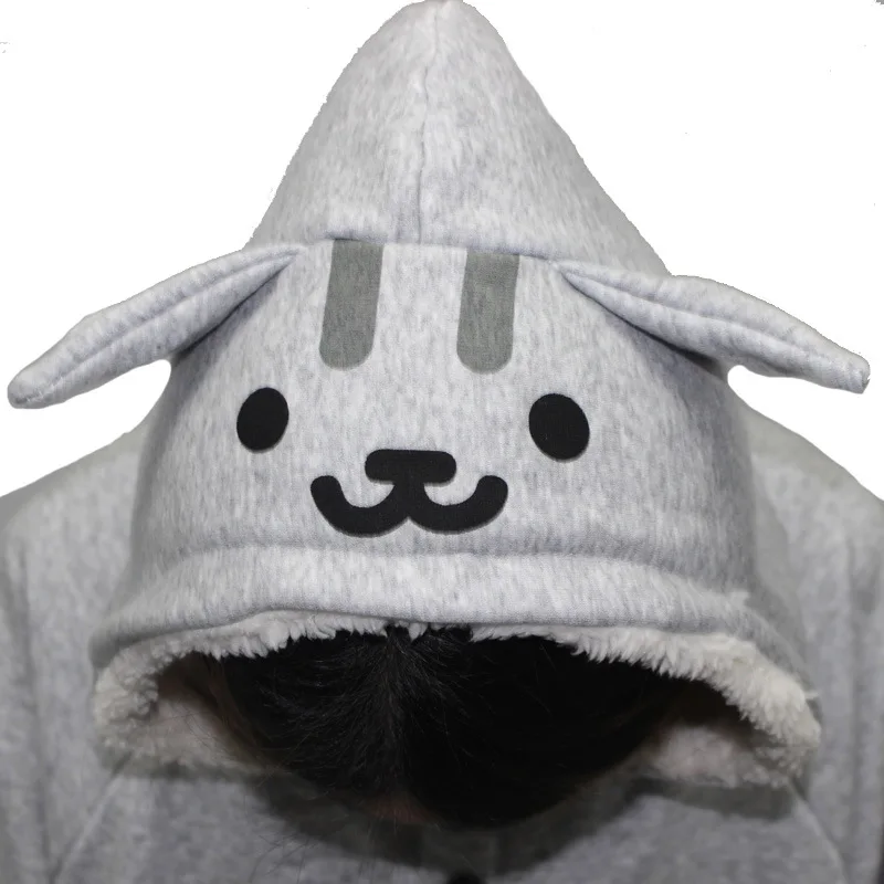 Игра Neko Atsume мультфильм кошка флис плащ накидка с капюшоном осень зима теплое пальто толстовки пуловер косплей костюм аксессуары