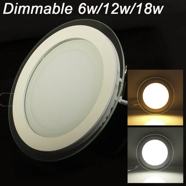 

Dimmable LED Panel Light Round Glass Panel Downlight 6W 9W 12W 18W Ceiling Recessed Lights SMD 5630 LED Paine Lamps AC85-265V