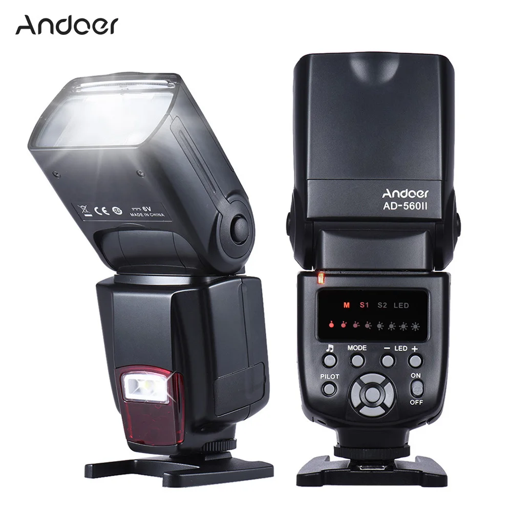 Универсальная вспышка для камеры Andoer AD-560 II Speedlite GN50 w/регулируемый светодиодный заполняющий свет для цифровых зеркальных камер Canon Nikon Olympus Pentax s