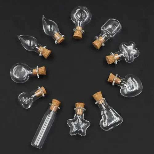 

Пробковая пробка, 20 шт./лот, 20 мм, Смешанная форма, миниатюрная стеклянная бутылка, прозрачные пустые баночки для пробки, бесплатные серебрян...