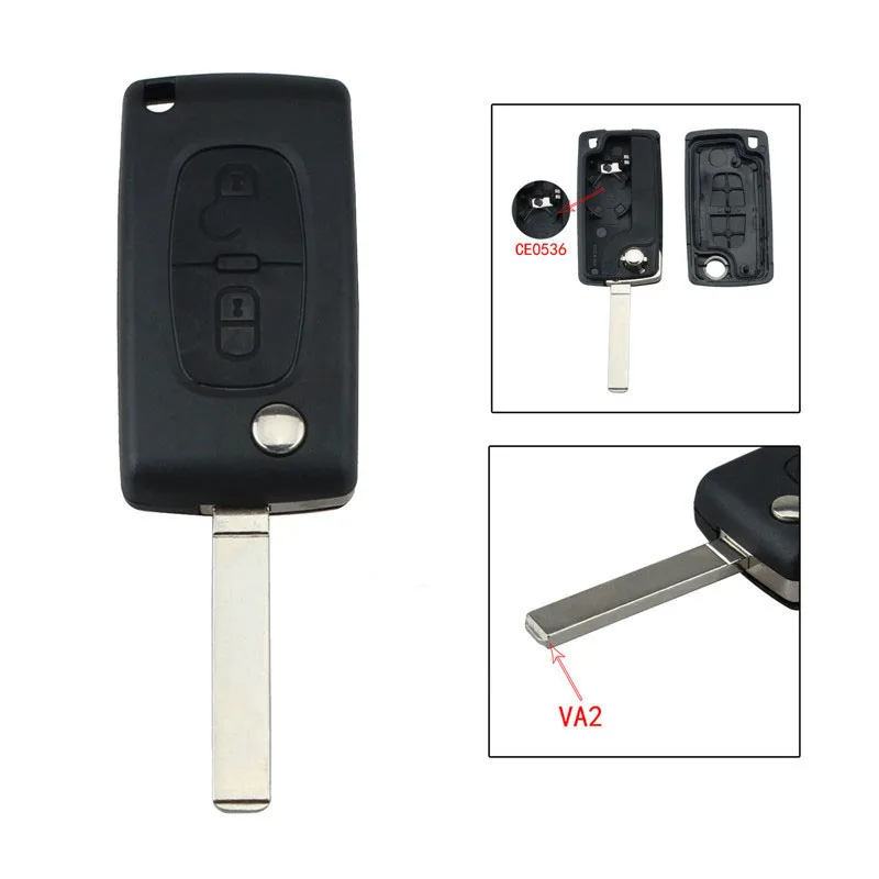 2 кнопки складной дистанционный ключ чехол для пластичного C3 C4 C5 C6 с лезвием VA2