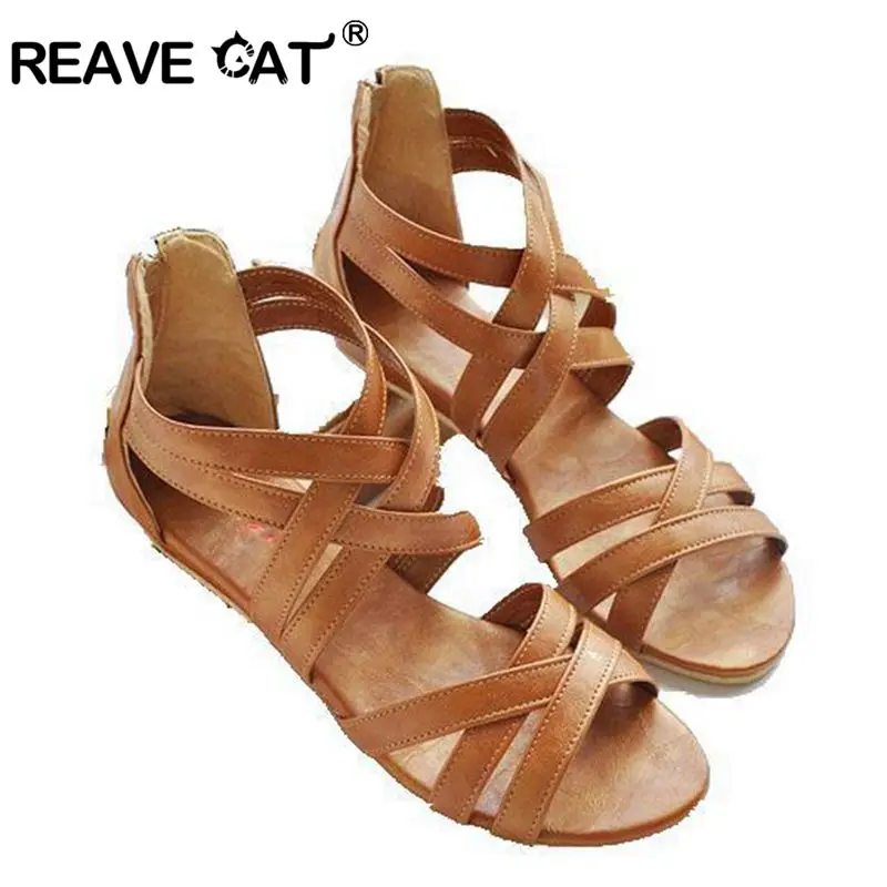 Женские сандалии гладиаторы на танкетке REAVE CAT летние элегантные модные