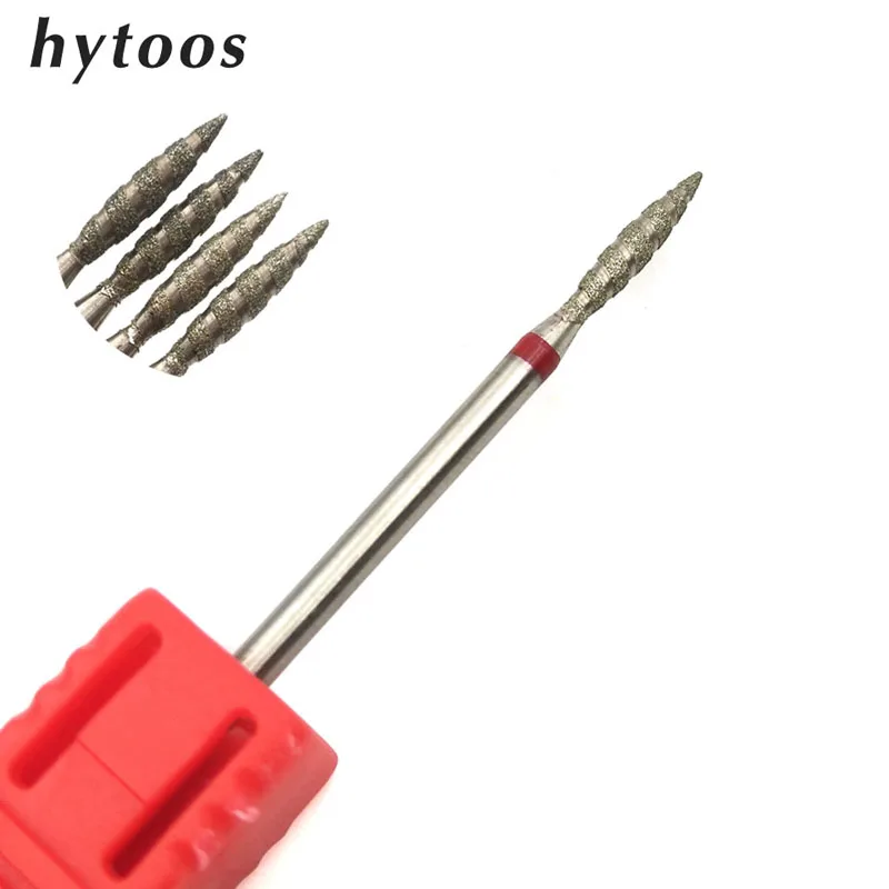 H0210SD-F HYTOOS 1 шт. алмазное сверло для ногтей Tornado с пламенем 3/32 дюйма маникюрные фрезы роторные сверла аксессуары спиральные фрезы для ногтей инструмент - Цвет: H0210SD-F