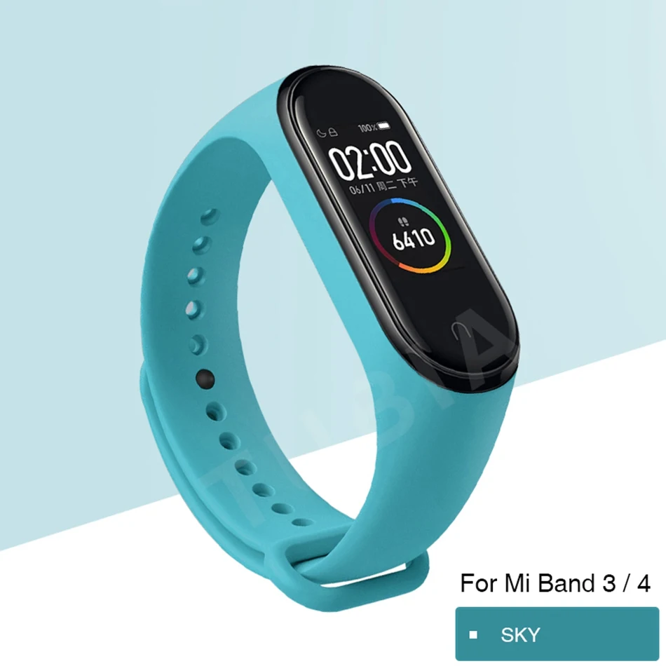 sky G Mi Band 4 3 ремешок на запястье для Xiaomi Mi Band 3 4 Браслет Силиконовый Miband 3 4 NFC Correa аксессуары Smart Mi4 протектор - Цвет: sky G