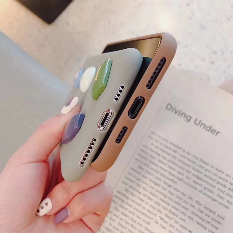 Gray Geometric Color Phone Case for iphone 6 6s 7 8 Plus Brown All-inclusive Anti-drop Silicone Cover XS Max XR X |