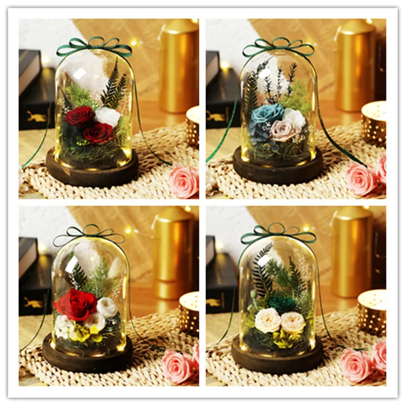 С героями мультфильма Красавица и Чудовище Роза в фляга LED розы светильник вечный