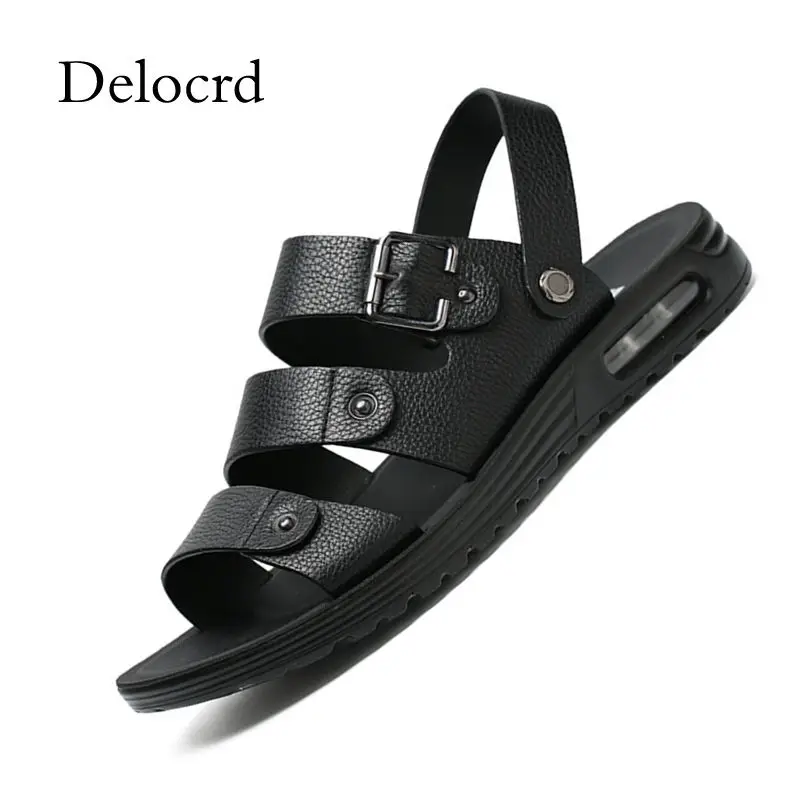 Мужские сандалии из натуральной кожи высококачественные мужские пляжные мягкой
