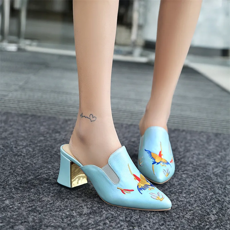 Женские туфли-мюли FEDONAS винтажные туфли из искусственной кожи с острым носком на