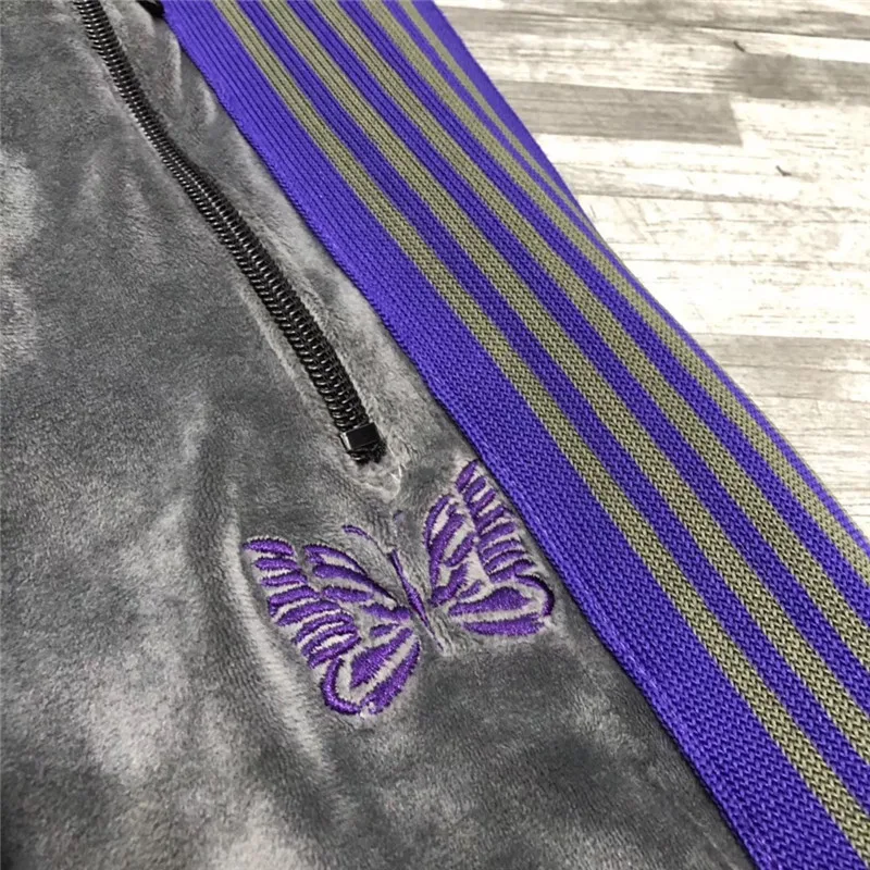 New AWGE x Needles Sweatpants Women Men 1:1 high quality Thick Keep warm Embroidery butterfly Drawstring Joggers Pants | Мужская одежда