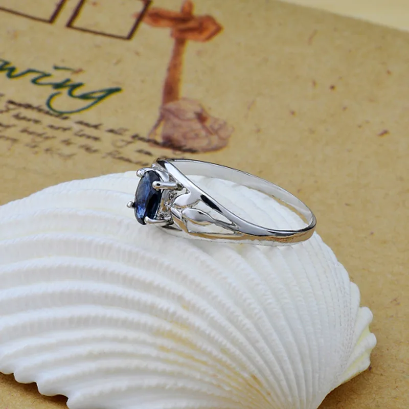 Wedding Bands 925 Silver Rings Women Sapphire Ring for Female Flower Shape S925 Sterling Sliver Color Girls Fine Jewelry | Украшения и