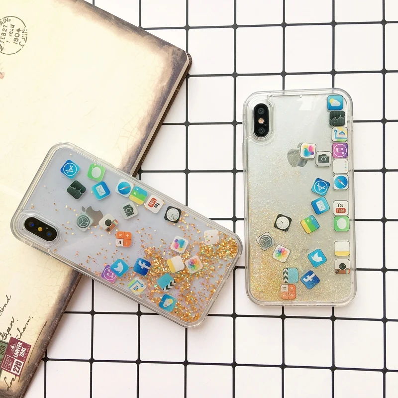 Мобильные приложения значок для iphone X чехол Забавный узор жидкость зыбучие пески