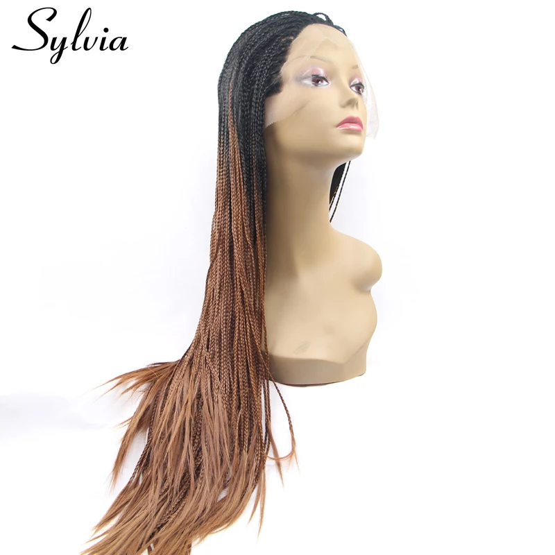 Sylvia T1b/темно коричневый микро Синтетический Шнур парик фронта шнурка Омбре