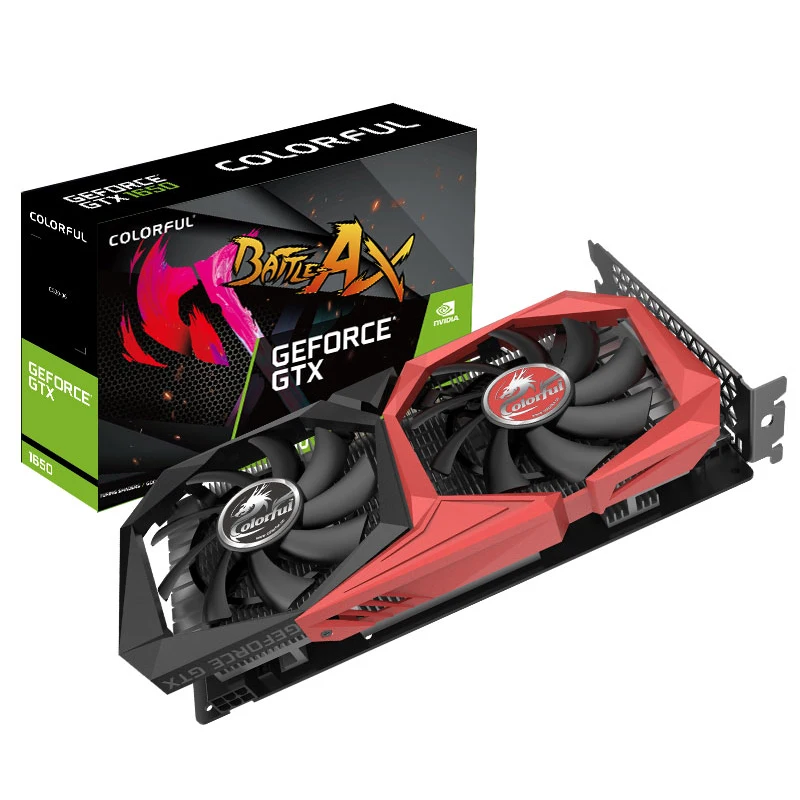 Цветная видеокарта GeForce GTX 1650 NB 4G NVIDIA 1485 МГц + GDDR5 4 GB cuda ядрами 896 DP HDMI DVI|Видеокарты| |