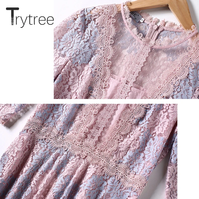Trytree летнее романтичное цветочное Повседневное платье с О-образным вырезом