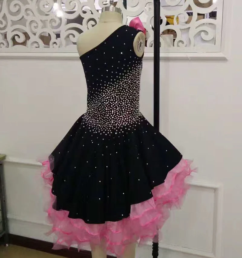 Латинский танец конкурс юбка Новинка 2017 года Дизайн бриллиантами Elengant Пышное